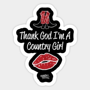 Thank God I'm A Country Girl - Red & Black Cowgirl Boots with Red Kiss Sticker